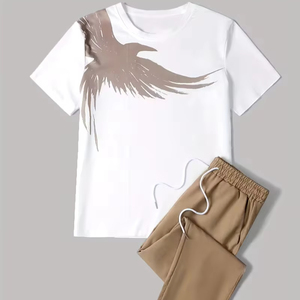 Survêtement d'été respirant pour hommes, personnalisable avec logo, couleur unie, pour le sport et les loisirs - Product Image 1