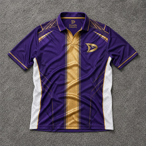 Maillot de cricket pour homme, violet et or, performance premium, polyester et élasthanne, imprimé, séchage rapide, uniforme d'équipe, chemise avec empiècements en mesh - Product Image 1