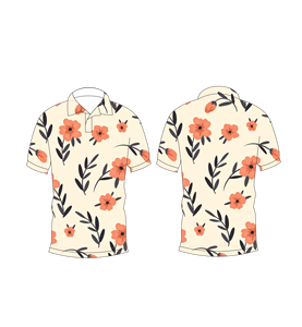 Polo con estampado floral naranja y beige para hombre, camisa de golf informal de manga corta a la moda para verano - Product Image 3