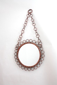 Miroir rond en cuivre avec cadre en métal, décoration murale industrielle, fait main - Product Image 3