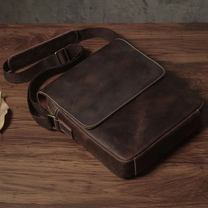 Vintage PU Leather Crossbody <b>Bag</b> <b>Brown</b> Chest <b>Satchel</b> Shoulder Messenger <b>Bag</b> Customizable Size Buckle Closure for Travel Work - Product Image 3