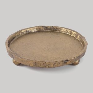 Plateau porte-bougie vintage en fonte, style rustique, en laiton, support décoratif en métal pour bougie, style antique - Product Image 1