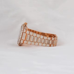 Reloj Mecánico de Lujo para Mujer en Oro Rosa con Brazalete con Incrustaciones de Diamantes, Esfera Analógica, Cierre Plegable, Correa de 18 mm - Product Image 3