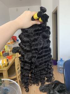 Venta al por mayor extensiones de cabello Remy camboyano a granel de un solo donante y doble dibujado rizado suelto estilo de onda profunda Paquete de materias primas - Product Image 2