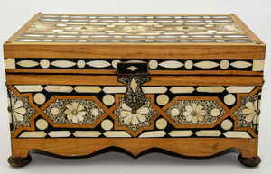 Handmade Bone Inlay Vanity <b>Box</b> Decorative Wooden Jewellery Organizer with <b>Floral</b> and Stripe Inlay Pattern - Product Image 2