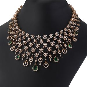 Luxury 14K Rose Gold Plated IGI Certified Diamond Halter <b>Necklace</b> Set High Quality Bridal Flower Mesh <b>Statement</b> Women - Product Image 2