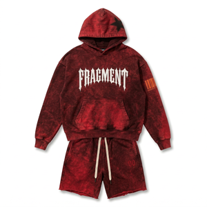 Unisex Summer Print Streetwear Hoodie and Short Sets Custom Blank <b>Oversized</b> Acid Wash Cotton Zip-Up Hoodie and <b>Jogger</b> Set - Product Image 1