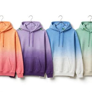 เสื้อฮู้ดดี้สีชมพูพีชไล่เฉดแบบสตรีทแวร์สำหรับผู้ชาย ผ้าฝ้ายฟลีซ ผลิตโดยโรงงาน OEM ขายส่ง - Product Image 1