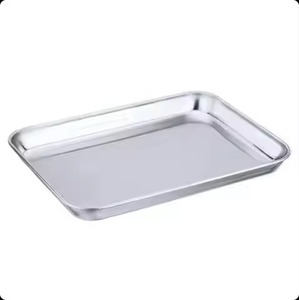 Bandeja de Servicio Ovalada de Acero Inoxidable Plateado para Uso en Hoteles y Hogares, Superficie Metálica Pulida Lisa, Bandeja de Servicio Clásica con Borde Enrollado - Product Image 2