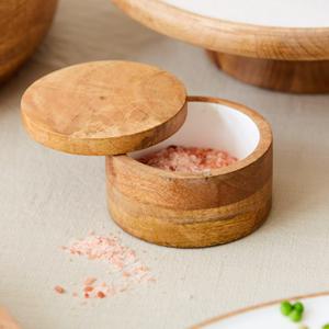 Nordic Style Wooden Seasoning Pot with Rotating Cover Premium Tabletop Condiment <b>Storage</b> <b>Kitchen</b> Organizer - Product Image 1