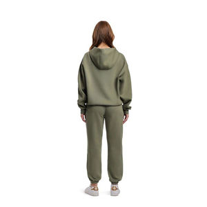 Customize Women Heavyweight Stylish 2 Piece Knee Length Sweat Suits Jogger Cotton Quick Dry Breathable with distress embroidery - Product Image 2