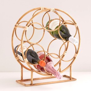 Porte-bouteilles en rotin moderne, best-seller, étagère à vin en canne naturelle, support de rangement pour spiritueux sur table - Product Image 5