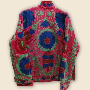 Veste en coton rose pour femmes, brodée au style Suzani, à motifs floraux, bohème, ethnique, faite à la main, vintage, décontractée, vêtement d'extérieur - Product Image 5