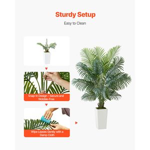 Palmera Areca Artificial de 6 pies, Resistente a los Rayos UV, Planta Tropical Blanca Artificial con Maceta Grande, Plantas de Interior de Seda - Product Image 4