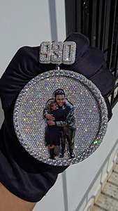 Lab Grown Custom Diamond <b>Pendant</b> Iced Out Heavy 160g 3 Inch 925 Silver 14K <b>Gold</b> Round Flipping Hip Hop Style Men's Charm Jewelry - Product Image 4
