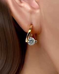 ต่างหูเพชรทรงกลมแท้เพาะเลี้ยงในห้องปฏิบัติการ พร้อมตัวเรือนทองคำแท้ 14K สำหรับเป็นของขวัญขอแต่งงานสำหรับคนรัก - Product Image 1