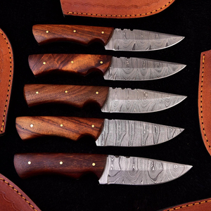 Couteau de chasse et de camping d'extérieur de haute qualité, lame en acier Damas, pointe tombante, manche en bois, couteau tactique de survie à lame fixe 8.5 - Product Image 5