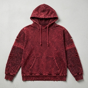 Women’s distressed pullover hoodie with vintage fading, soft fabric, relaxed fit, and <b>rugged</b> accents for effortless casual - Product Image 5