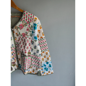 Women's Embroidered Floral Kantha Vest Cotton Waistcoat Button Front <b>Patchwork</b> <b>Jacket</b> With Pockets for Winter gift for her - Product Image 3