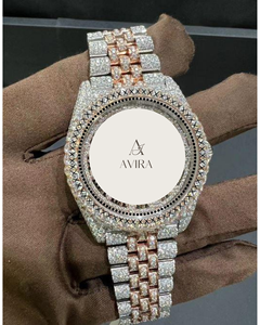Montre mécanique unisexe de luxe en alliage, sertie de diamants et de moissanite, avec cadran en cristal saphir, taille personnalisable pour hommes et femmes, vente en gros - Product Image 6