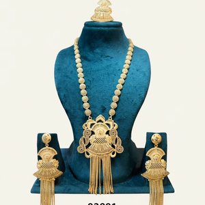MOLL JEWELLERS - Juego de Collar y Pendientes de Lujo con Hojas en Capas de Oro de 24k, Anillo de Circonita, Joyería de Diseño para Mujer, Joyería de Boda - Product Image 1