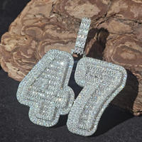 Collier personnalisé avec pendentif numéro 47, serti de diamants Moissanite, chaîne cubaine Hip Hop, bijou cadeau
