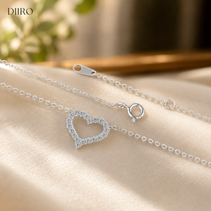 Heart Shape Round Cut Diamond Pendant Necklace 14K Plated Gold <b>Box</b> Chain Romantic <b>Valentine</b> Day <b>Gift</b> Women Jewelry - Product Image 2