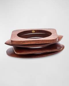Brazalete Abierto de Madera Geométrico Cuadrado SOFIYA CRAFT, Acabado Pulido, Color Marrón Natural, Unisex, Estilo Católico Clásico - Product Image 3