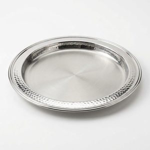 Handmade SS304 Satin Base Buffet <b>Plate</b> 36 cm <b>Large</b> Carvery Size Girija Hammered Band Band for Home Decor Hotels Bright Rim Ins - Product Image 3