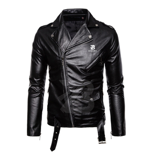 <b>Men</b> Genuine Leather Waterproof Windproof Slim Fit Casual Motorcycle <b>Jacket</b> Lapel Collar Diagonal Zipper <b>White</b> Black Fashion - Product Image 5