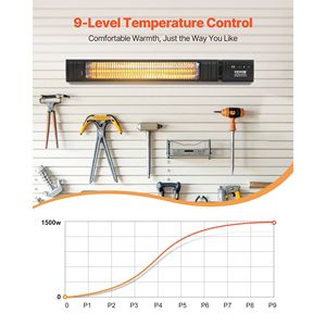 Riscaldatore Elettrico a Infrarossi in Carbonio da 1500W con 9 Velocità, Timer 24h e Telecomando, per Patio e Veranda - Product Image 3