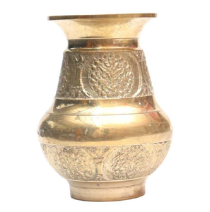 กระถางทองเหลืองสลักลวดลายใบไม้ละเอียดอ่อนสำหรับบูชาในวัด จำหน่ายในราคาขายส่ง - Product Image 1