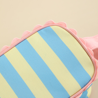 Sac de Maquillage Femme en Gros, Trousse de Toilette de Plage avec Bordure, Broderie Initiale Personnalisée, Fermeture Éclair, Sac Cosmétique Rayé Personnalisé