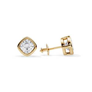 Boucles d'oreilles clous en or rose avec diamants taille coussin couleur G, classiques pour femme, à porter au quotidien - Product Image 2