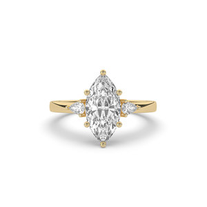 แหวนเพชรทรงมาร์คีส์เจียระไนแบบบริลเลียนท์ 2.10 กะรัต เพาะเลี้ยงในห้องปฏิบัติการ ตัวเรือนทองคำแท้ 14K แหวนหมั้นสุดหรูสำหรับผู้หญิง - Product Image 3