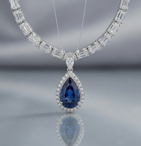925 <b>Silver</b> Blue Pear Cut Pendant Necklace Marquise Diamond Style <b>Choker</b> Luxury Jewelry for Women Gift - Product Image 4