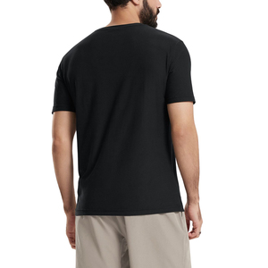 T-shirt pour homme en coton 100% noir à col rond et manches courtes, coupe classique, couleur unie, jersey tricoté, t-shirts pour homme à prix avantageux - Product Image 2