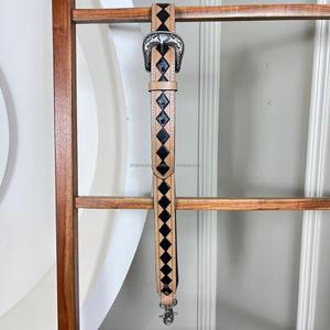 Bandoulière en cuir usiné à la main multifonction réglable personnalisée Sangles de sac en cuir véritable à carreaux pour unisexe - Product Image 5