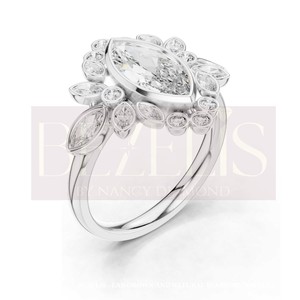 Anillo de plata con diamantes cultivados en laboratorio, engastados en bisel, con piedras laterales, para mujer, ideal para regalo y fiestas. - Product Image 2