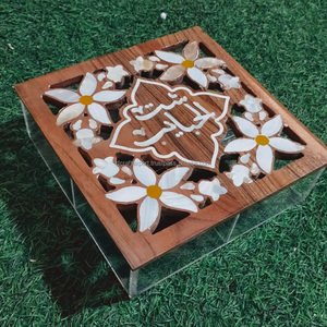 Estilo árabe Ramadán Eid regalo tapa de madera acrílico contenedor madre de perla postre Chocolate caja de almacenamiento de dulces por RF Crafts - Product Image 5