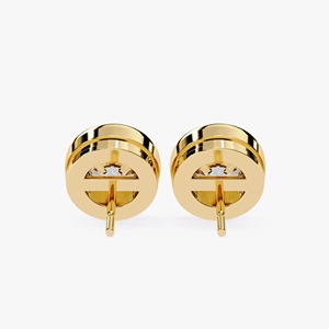 Pendientes de Diamante Cultivado en Laboratorio con Bisel Redondo de 1 Quilate, Oro Amarillo de 14K, Joyería Minimalista para Boda, Regalo para Mujer - Product Image 6