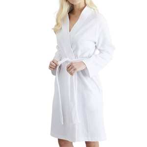 Albornoz de felpa para mujer, de elastano/algodón, suave, grueso, transpirable, ecológico, de forro polar térmico, con logo frontal, suministro al por mayor - Product Image 3