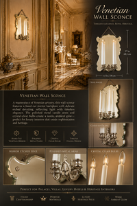 Grand European Venetian Baroque Luxury <b>Wall</b> <b>Sconce</b> Ornate Decorative <b>Wall</b> <b>Light</b> with Elaborate Mirror Detailing, Premium Brass - Product Image 4