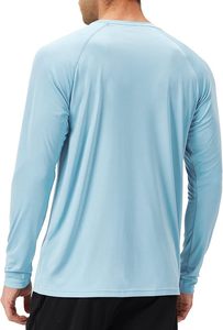 Camiseta Deportiva Personalizada al por Mayor, Transpirable, con Logotipo Personalizado, Manga Larga, Color Azul Claro, para Compradores al por Mayor - Product Image 3