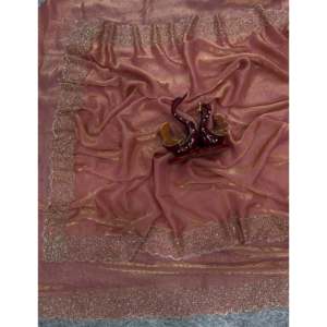 Sari de Diseñador con Impresionante Trabajo de Diamantes Jarkhan, Elegante Vestido de Trabajo - Product Image 4