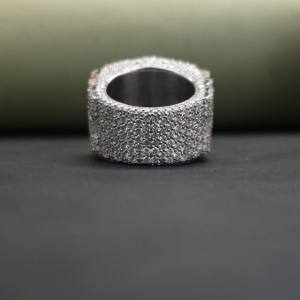 Anillo de Hip Hop con Diseño de Corona Completamente Cubierta de Moissanita Creada en Laboratorio, Certificado IGI, Chapado en Plata 925 y Acero Inoxidable, Última Tendencia - Product Image 5