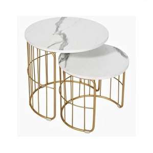 Muebles contemporáneos modernos de mármol blanco redondo para decoración de sala de estar, mesa de centro de forma redonda - Product Image 6