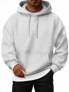 Heavyweight Men's Oversized Pullover Hoodies 400GSM 450GSM Cotton Fleece French Terry Streetwear Sweatshirts Custom Apparel OEM - Product Image 1