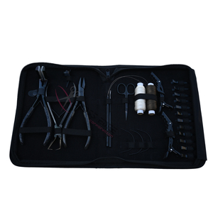 Black Hair <b>Extension</b> Tools Kit with 7 Inch Pliers Flat Crimping Plier Tape In Plier <b>Bead</b> Remover Hook Loop and Mini Scissor Set - Product Image 1