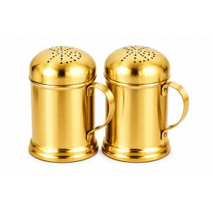Saleros y Pimenteros de Lujo de Acero Inoxidable Dorado con Asa, Dispensador de Especias Metálico, Juego de Recipientes para Harina para Hogar y Hotel - Product Image 1